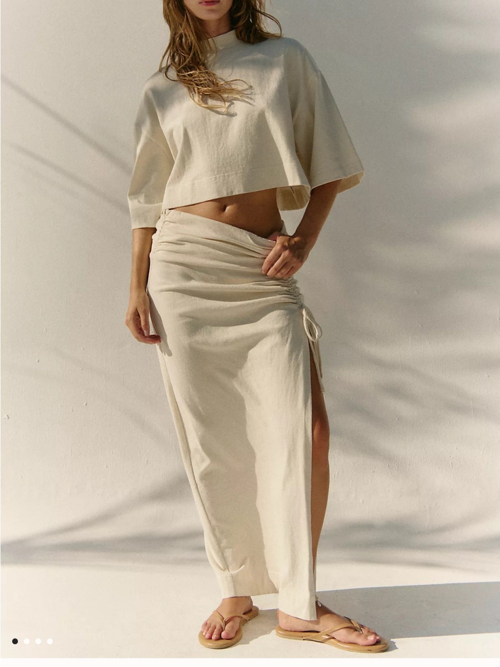 Free-Est Ivory Side-Ruched Maxi Skirt NWOT size XS 😍